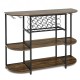 Honhorrs 47-Inch Wine Storage Table with 18-Bottle Rack, 8-Glass Holders and Adjustable Feet