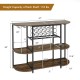 Honhorrs 47-Inch Wine Storage Table with 18-Bottle Rack, 8-Glass Holders and Adjustable Feet
