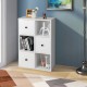 Honhorrs Alternating-Cube Bookcase, Three Drawers and Three Open Compartments with Wall-Anchor Kit
