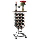 Fourteen-Bottle Wine Rack by Honhorrs with Wooden Serving Top, Detachable Casters and Locking Wheels