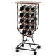 Fourteen-Bottle Wine Rack by Honhorrs with Wooden Serving Top, Detachable Casters and Locking Wheels