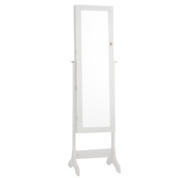 XVX Tilting Mirror Jewelry Armoire, Lockable Storage with Ring Slots, Hooks and Bottom Drawers