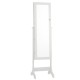 Honhorrs Tilting Mirror Jewelry Armoire, Lockable Storage with Ring Slots, Hooks and Bottom Drawers