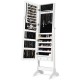 Honhorrs Tilting Mirror Jewelry Armoire, Lockable Storage with Ring Slots, Hooks and Bottom Drawers