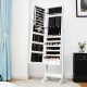 Honhorrs Tilting Mirror Jewelry Armoire, Lockable Storage with Ring Slots, Hooks and Bottom Drawers