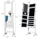 Honhorrs Tilting Mirror Jewelry Armoire, Lockable Storage with Ring Slots, Hooks and Bottom Drawers
