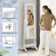 Honhorrs Tilting Mirror Jewelry Armoire, Lockable Storage with Ring Slots, Hooks and Bottom Drawers