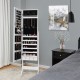 Honhorrs Tilting Mirror Jewelry Armoire, Lockable Storage with Ring Slots, Hooks and Bottom Drawers
