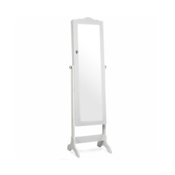 Honhorrs Four-Angle Mirrored Jewelry Armoire, Fourteen LEDs with Ring Storage, Hooks and Two Drawers
