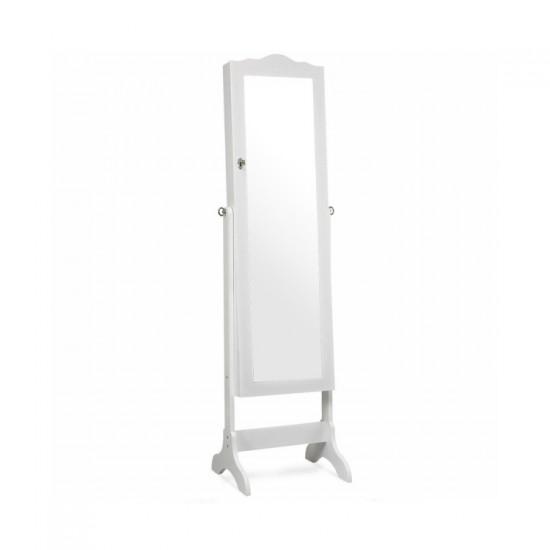 Honhorrs Four-Angle Mirrored Jewelry Armoire, Fourteen LEDs with Ring Storage, Hooks and Two Drawers