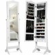 Honhorrs Four-Angle Mirrored Jewelry Armoire, Fourteen LEDs with Ring Storage, Hooks and Two Drawers
