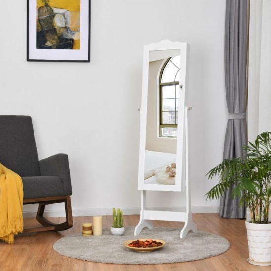 Honhorrs Four-Angle Mirrored Jewelry Armoire, Fourteen LEDs with Ring Storage, Hooks and Two Drawers