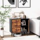 Honhorrs Mid-Century Storage Cabinet, Three Drawers and Two-Level Cupboard with Adjustable Shelf