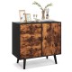 Honhorrs Mid-Century Storage Cabinet, Three Drawers and Two-Level Cupboard with Adjustable Shelf