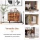 Honhorrs Mid-Century Storage Cabinet, Three Drawers and Two-Level Cupboard with Adjustable Shelf