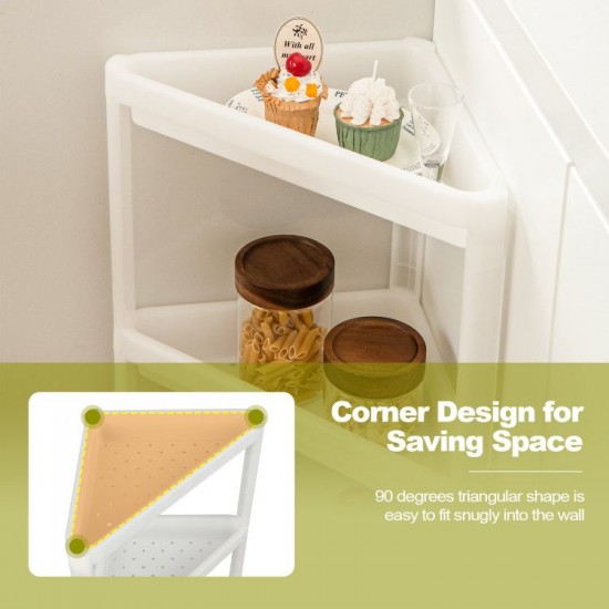 Honhorrs Two Modular Corner Shelves, Six Plastic Storage Tiers with Drainage Holes and Raised Edges