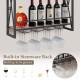 Honhorrs 3-Tier Wall-Mounted Wine Storage Shelf with Metal Frame and Holders for up to 16 Glasses