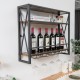 Honhorrs 3-Tier Wall-Mounted Wine Storage Shelf with Metal Frame and Holders for up to 16 Glasses