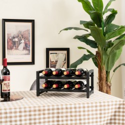 Honhorrs 8-Bottle Two-Tier Metal Wine Rack with Open Display Compartments and Adjustable Feet