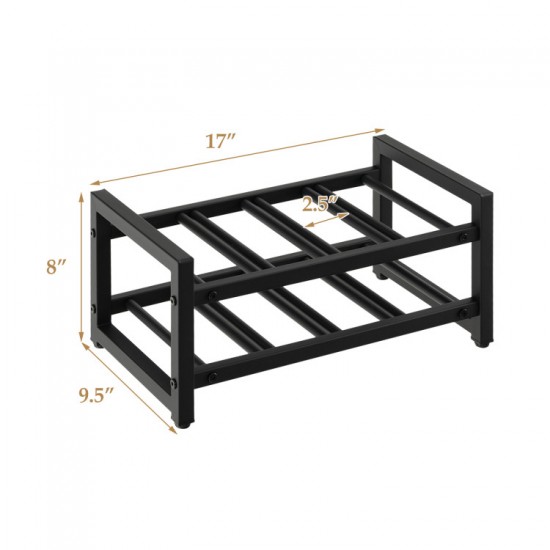 Honhorrs 8-Bottle Two-Tier Metal Wine Rack with Open Display Compartments and Adjustable Feet