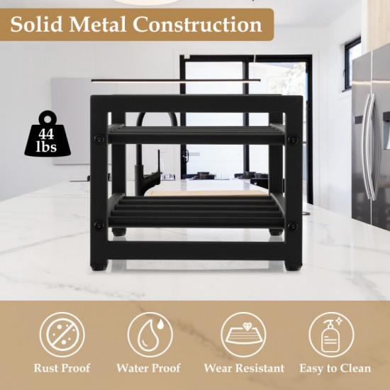 Honhorrs 8-Bottle Two-Tier Metal Wine Rack with Open Display Compartments and Adjustable Feet