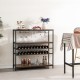 Honhorrs Five-Level Wine Rack Table, Four Stemware Holders with Open Shelves and Adjustable Feet