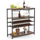 Honhorrs Five-Level Wine Rack Table, Four Stemware Holders with Open Shelves and Adjustable Feet