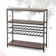 Honhorrs Five-Level Wine Rack Table, Four Stemware Holders with Open Shelves and Adjustable Feet