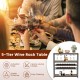 Honhorrs Five-Level Wine Rack Table, Four Stemware Holders with Open Shelves and Adjustable Feet