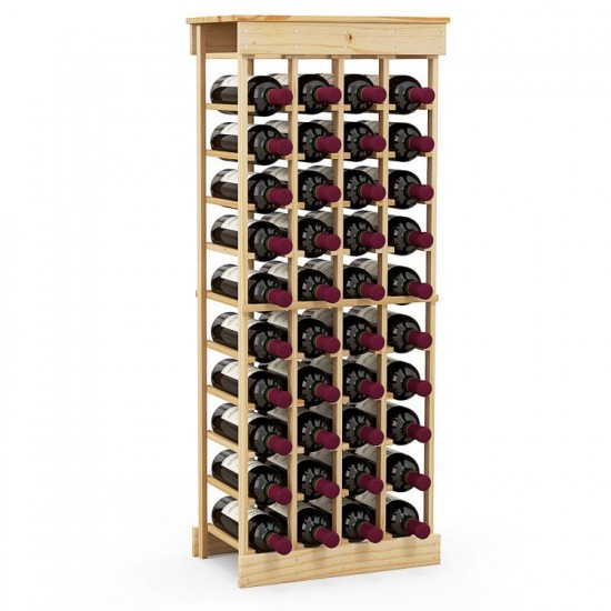Honhorrs 40-Bottle Modular Wine Rack with Reinforcing Crossbars and Included Anti-Toppling Device