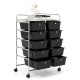 Honhorrs 10-Drawer Rolling Storage Cart with Mesh Top Platform, Metal Frame and Lockable Wheels