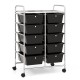 Honhorrs 10-Drawer Rolling Storage Cart with Mesh Top Platform, Metal Frame and Lockable Wheels