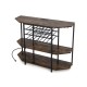 Honhorrs Wine Bar Rack for 21 Bottles and Eight Glasses, Three Shelves with Built-In USB Charging