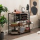 Honhorrs Wine Bar Rack for 21 Bottles and Eight Glasses, Three Shelves with Built-In USB Charging