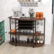 Honhorrs Wine Bar Rack for 21 Bottles and Eight Glasses, Three Shelves with Built-In USB Charging