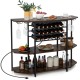 Honhorrs Wine Bar Rack for 21 Bottles and Eight Glasses, Three Shelves with Built-In USB Charging