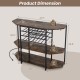 Honhorrs Wine Bar Rack for 21 Bottles and Eight Glasses, Three Shelves with Built-In USB Charging