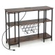Honhorrs Industrial Wine Bar Cabinet, Fifteen-Bottle Rack with Stemware Storage and USB Charging