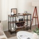 Honhorrs Industrial Wine Bar Cabinet, Fifteen-Bottle Rack with Stemware Storage and USB Charging
