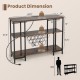 Honhorrs Industrial Wine Bar Cabinet, Fifteen-Bottle Rack with Stemware Storage and USB Charging