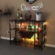 Honhorrs Industrial Wine Bar Cabinet, Fifteen-Bottle Rack with Stemware Storage and USB Charging