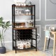 Honhorrs Wine Bar Rack, Twenty-Four Bottle Positions and Nine Glass Holders with AC and USB Charging