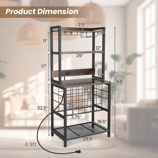 Honhorrs Wine Bar Rack, Twenty-Four Bottle Positions and Nine Glass Holders with AC and USB Charging