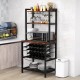 Honhorrs Wine Bar Rack, Twenty-Four Bottle Positions and Nine Glass Holders with AC and USB Charging