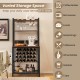 Honhorrs Wine Bar Rack, Twenty-Four Bottle Positions and Nine Glass Holders with AC and USB Charging