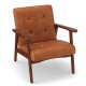 Honhorrs Tufted Accent Armchair, Rubberwood Frame and Spring-Supported Cushion for Reading Corners