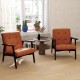 Honhorrs Tufted Accent Armchair, Rubberwood Frame and Spring-Supported Cushion for Reading Corners