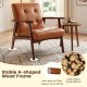 Honhorrs Tufted Accent Armchair, Rubberwood Frame and Spring-Supported Cushion for Reading Corners