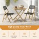 Owlyin Pair of Folding Teak Dining Chairs, Woven Rope Seats and Backrests with Triangular Supports