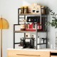 Honhorrs Two-Shelf Microwave Stand with Open Lower Appliance Bay, Guardrails and Adjustable Feet